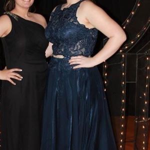 Two Piece Navy Prom Dress